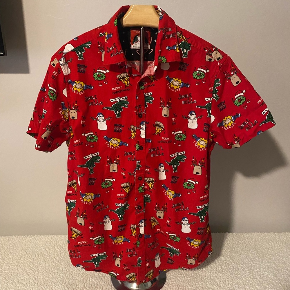 Ricky Singh Men’s Medium Button Down Christmas Holiday Shirt